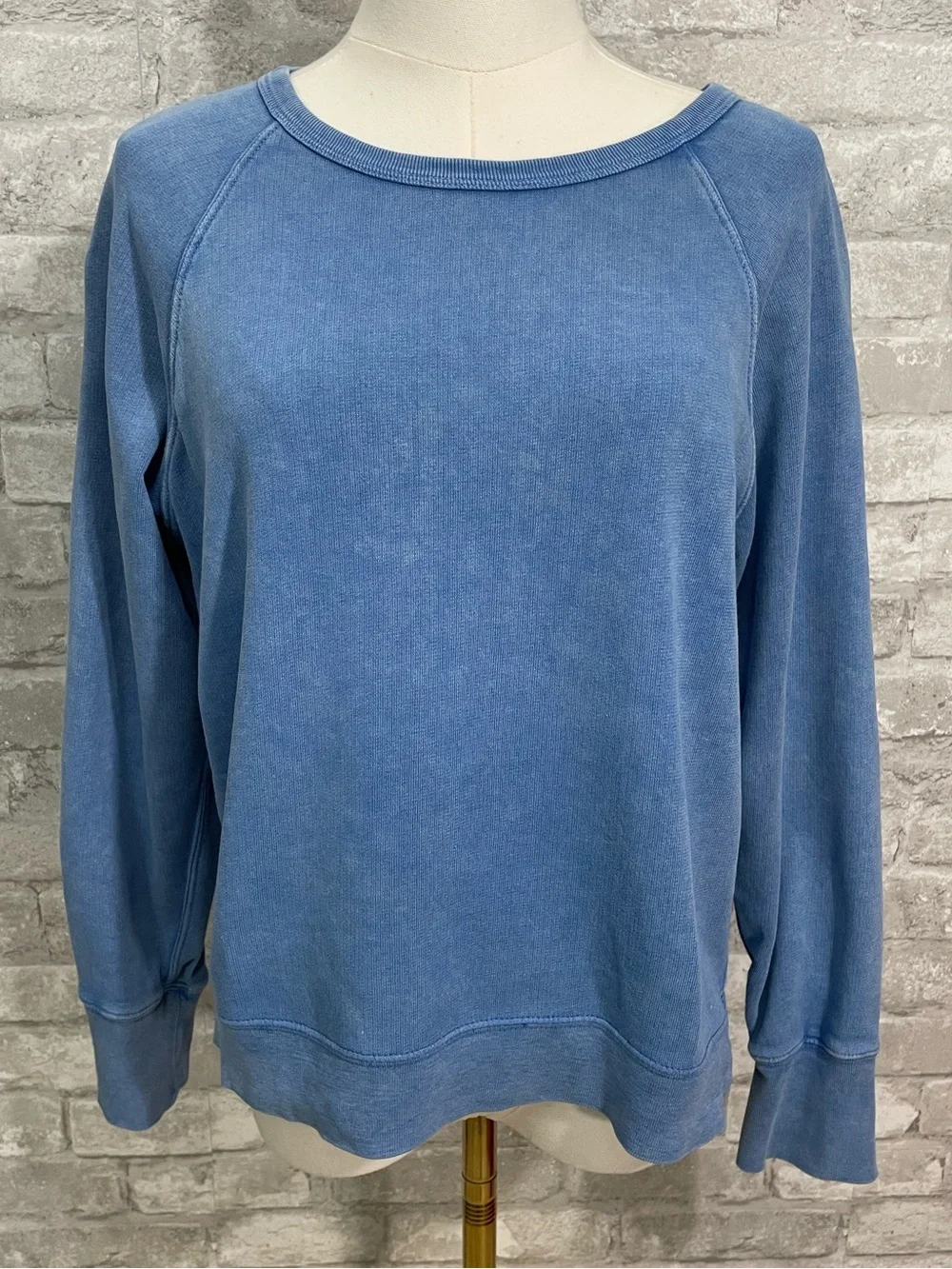 J. Crew Raglan Indigo Sweatshirt In Sun Washed Blue